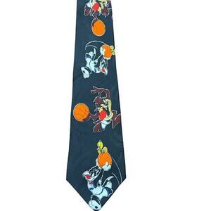 Vintage Looney Tunes Space Jam Warner Bro's Black Basketball Men's Neckties Circ